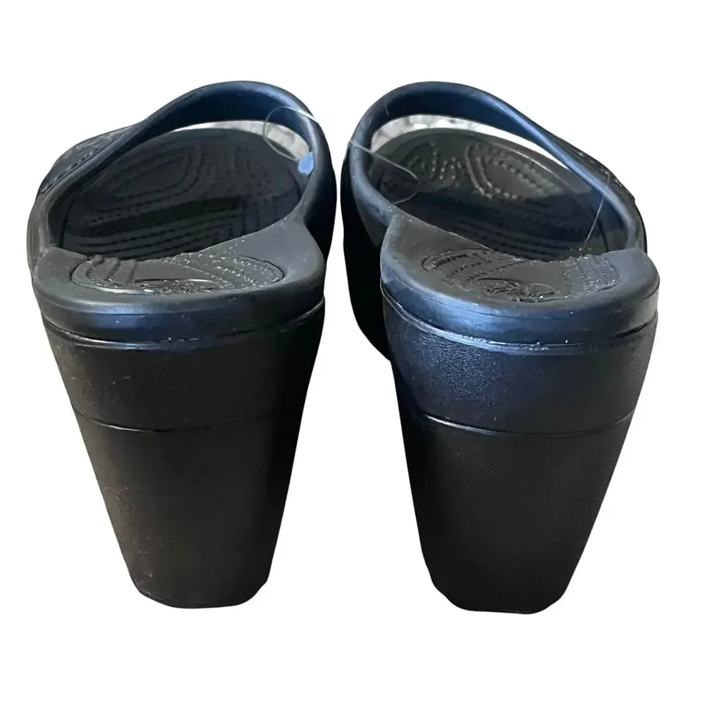 Crocs Sassari Wedge Slide Sandals Women’s Size 8 Black Open Toe Comfort Shoes
